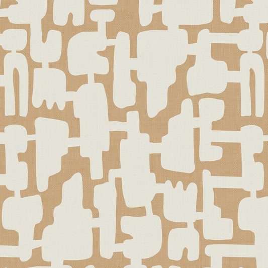 Close up preview of Abstract Shapes Peel and Stick Wallpaper in Beige and Cream.