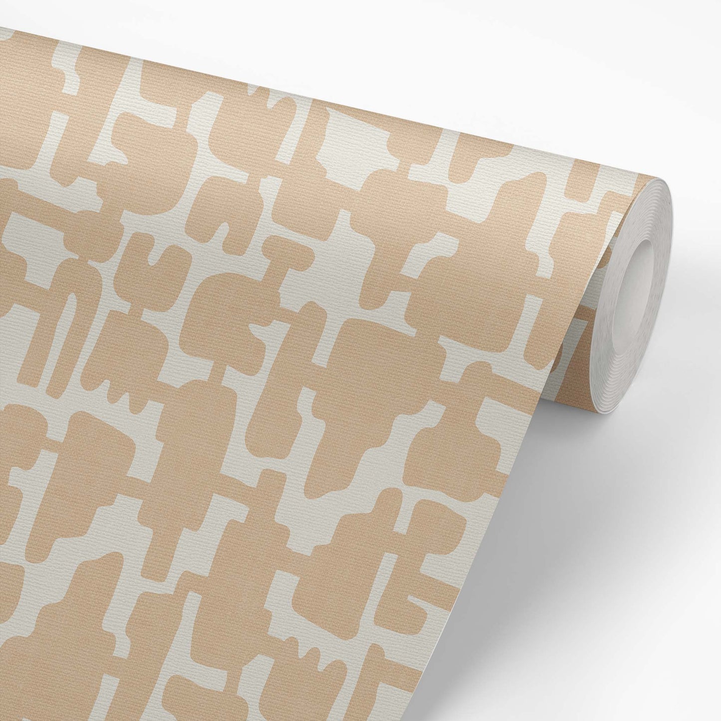 Add some eye-catching style to your walls with our Abstract Shapes Wallpaper! This modern design features an intricate blend of beige shapes on a beige on cream background.