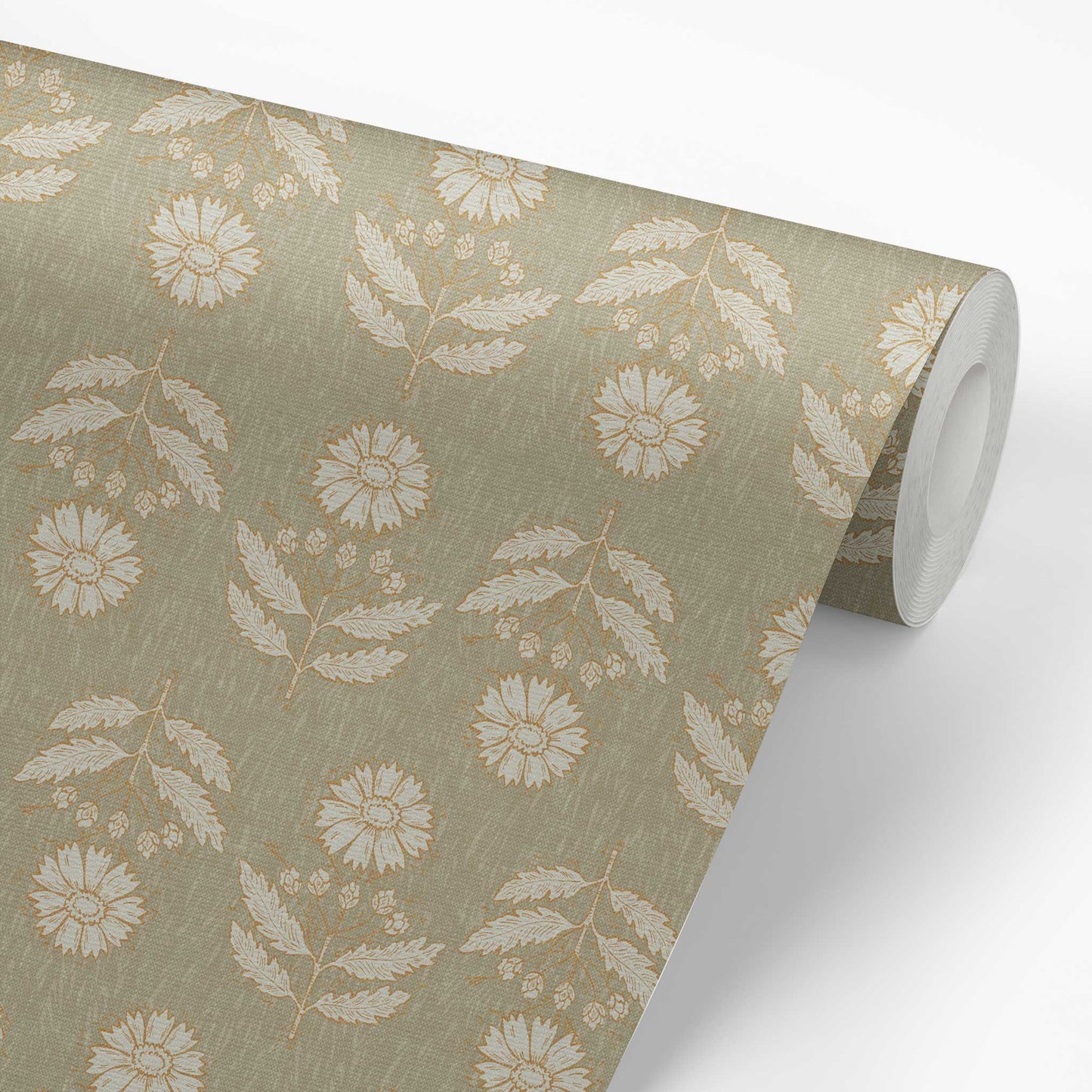 Antique Floral Rows Wallpaper - Sage