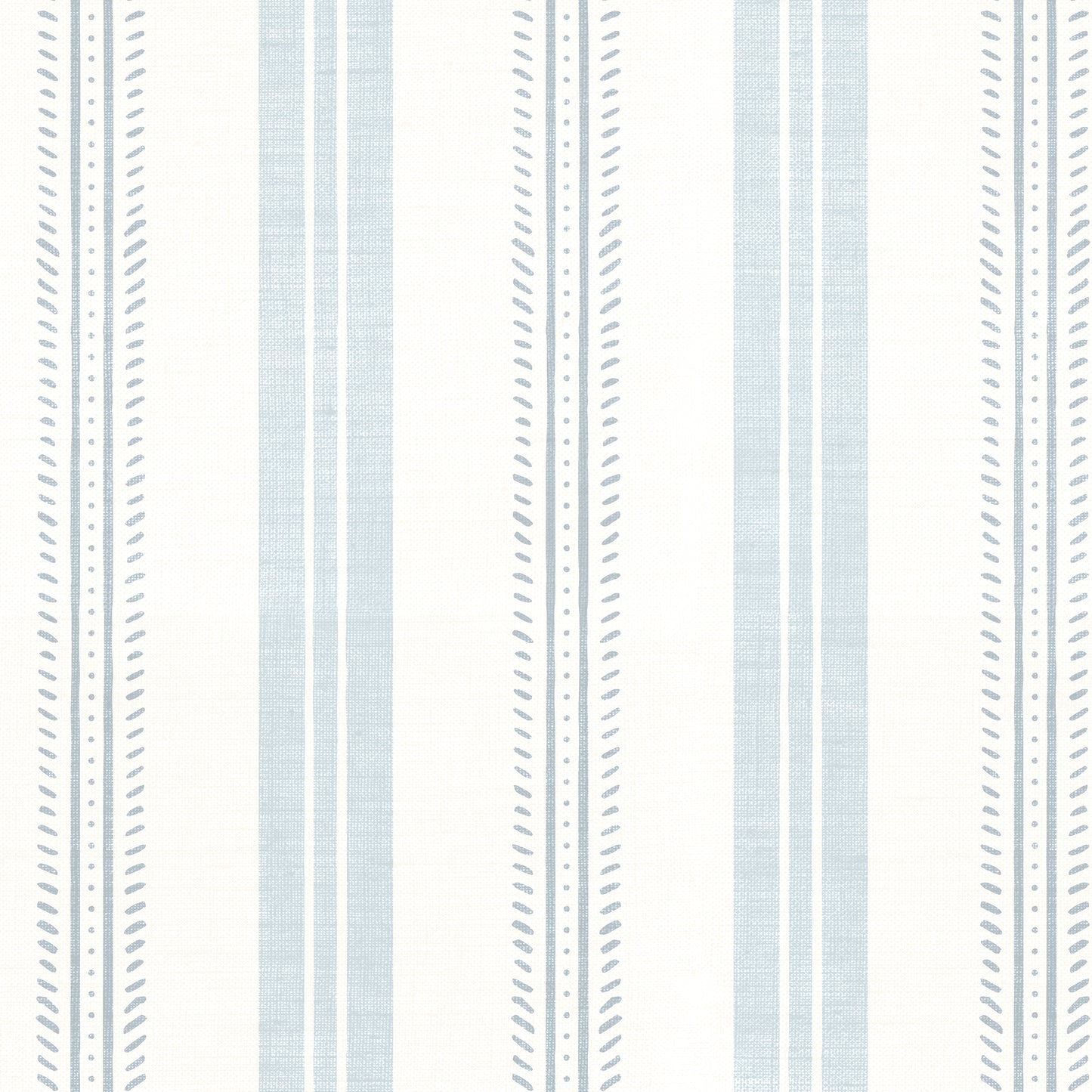 Antique Linen Stripe Wallpaper in Cream on Hinting Blue shown close up.