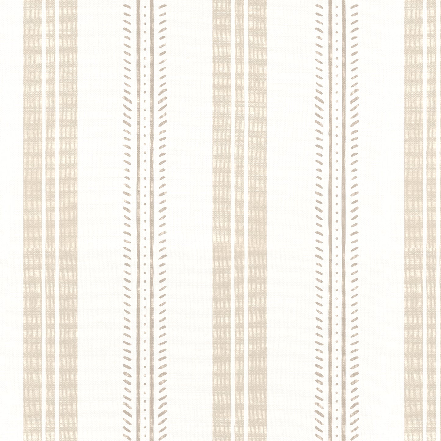Antique Linen Stripes in Natural Linen on Cream shown up close.
