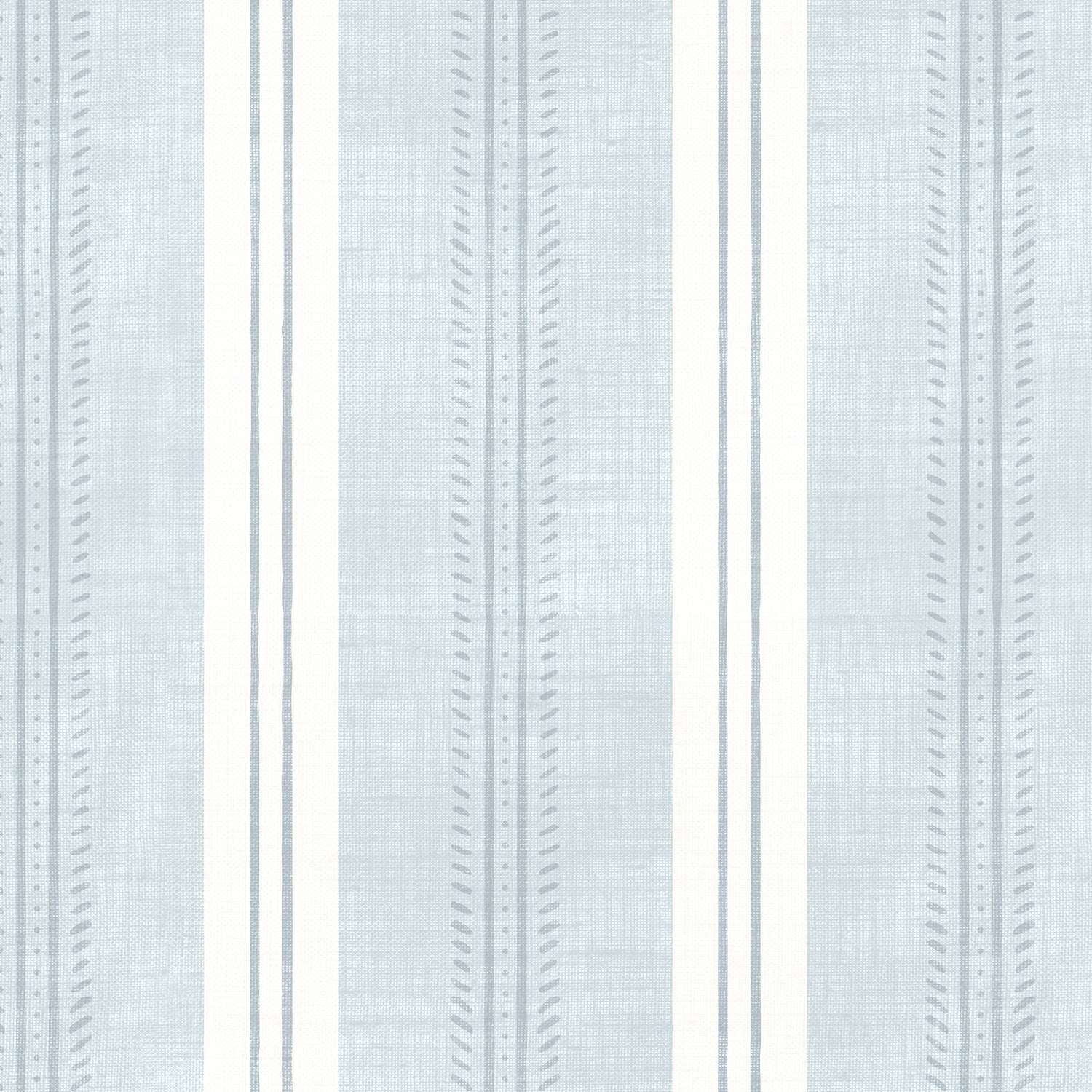 Antique Linen Stripe Wallpaper in Hinting Blue shown close up.