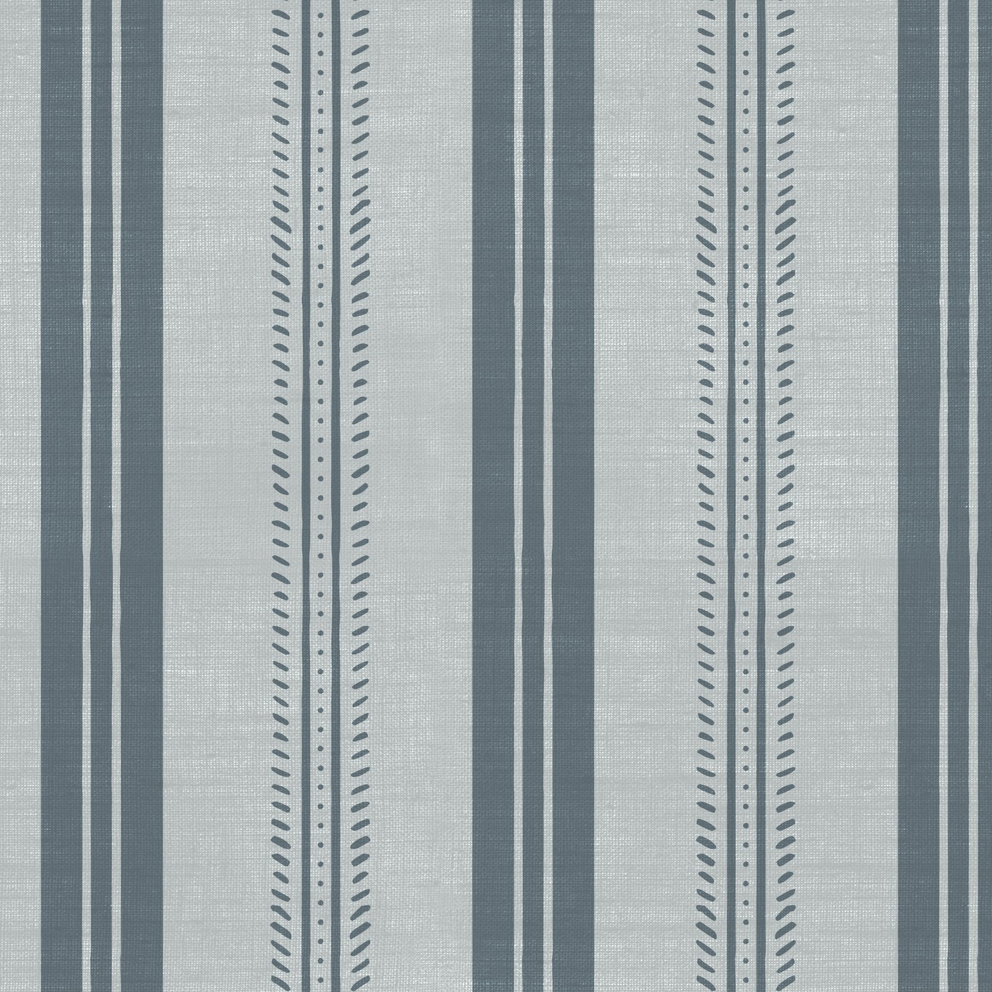 Antique Linen Stripe Wallpaper in Rain Cloud shown close up.
