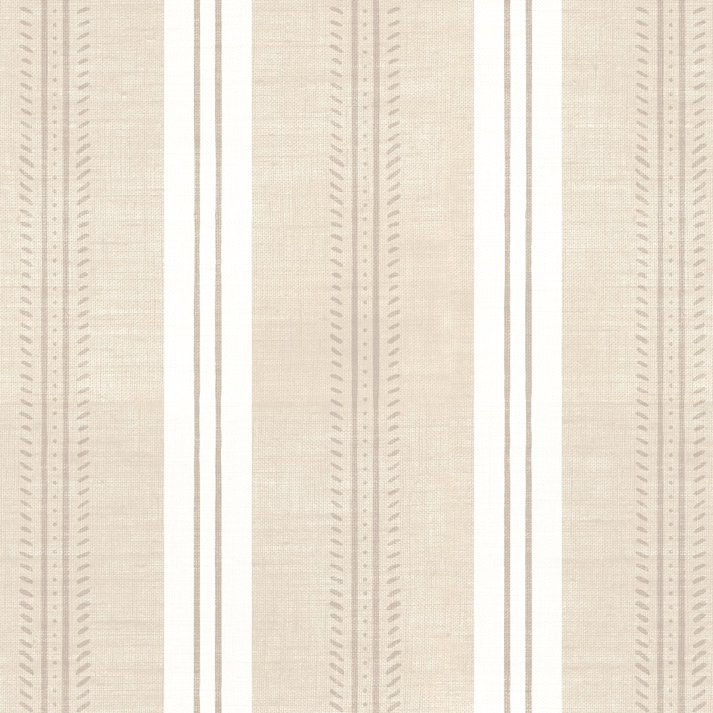 Antique Linen Stripe Wallpaper in Natural Linen shown close up.
