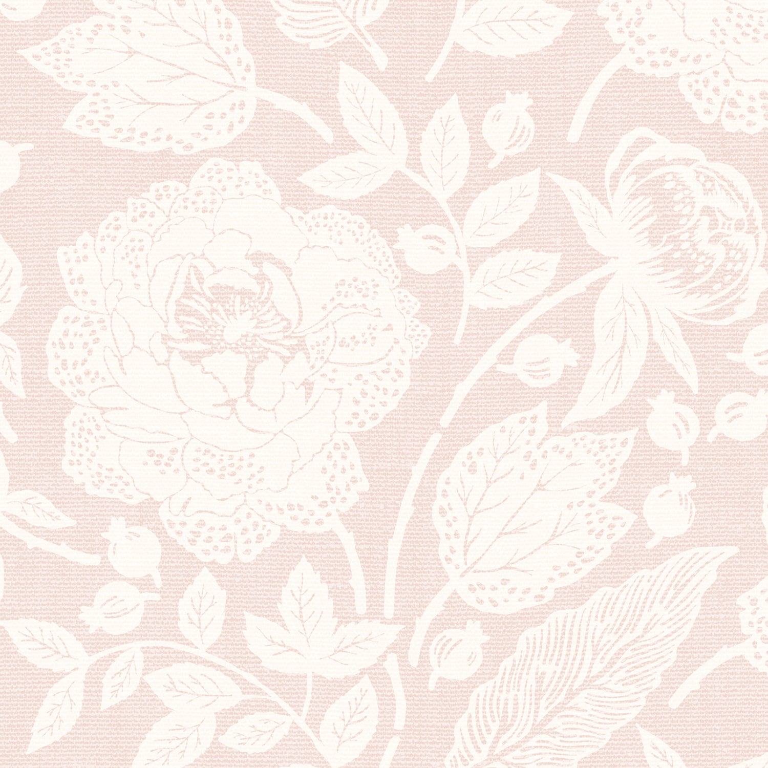 Antique Peonies Wallpaper - Cream on Soft Pink