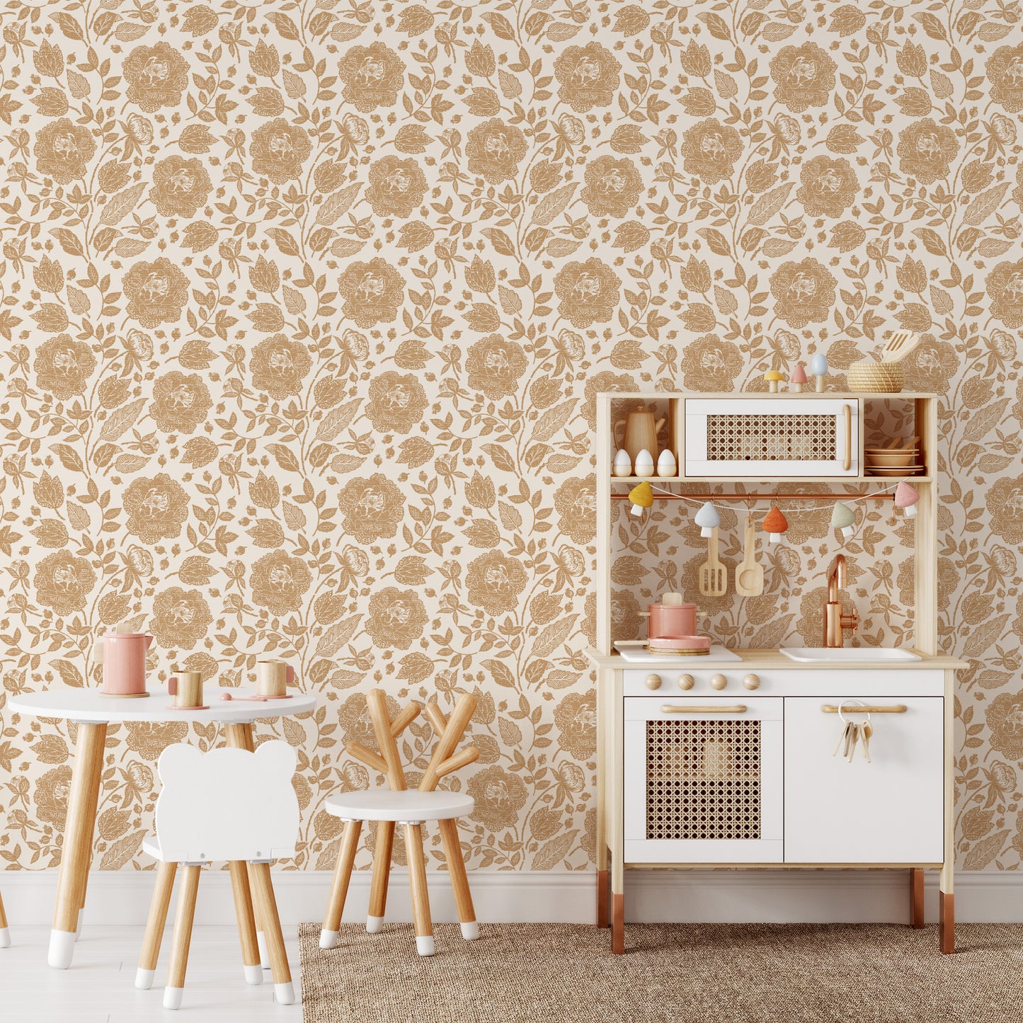 Antique Peonies Wallpaper - Tawny