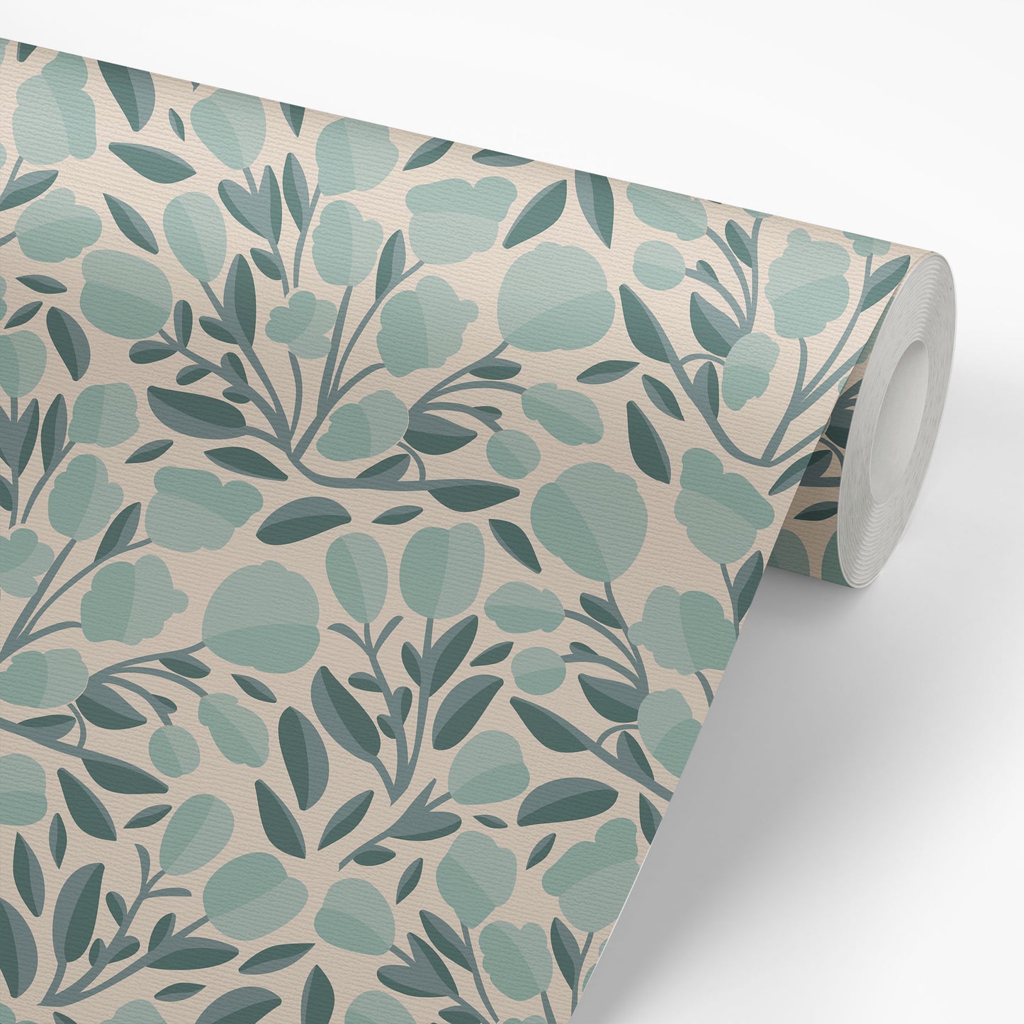 Rose Bushes Wallpaper - Soft Teal