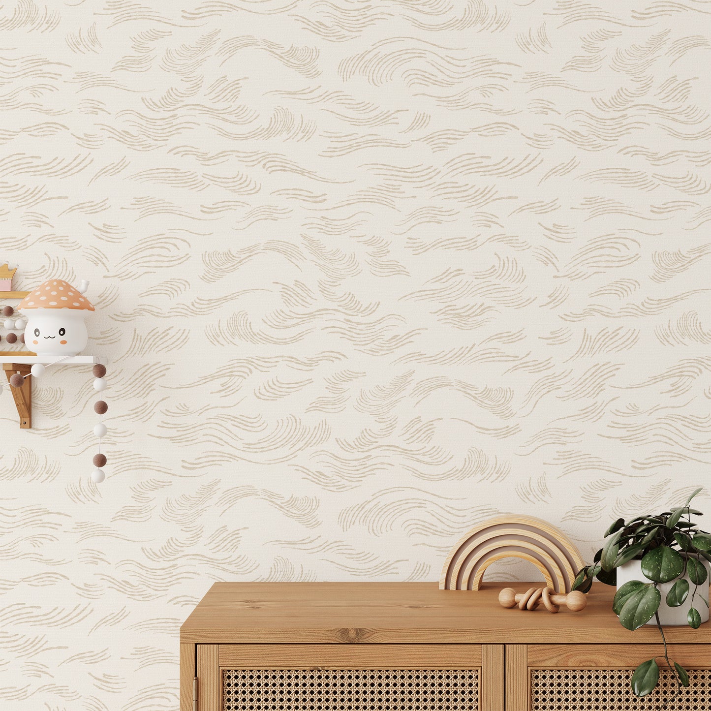Beach Waves Wallpaper - Cream