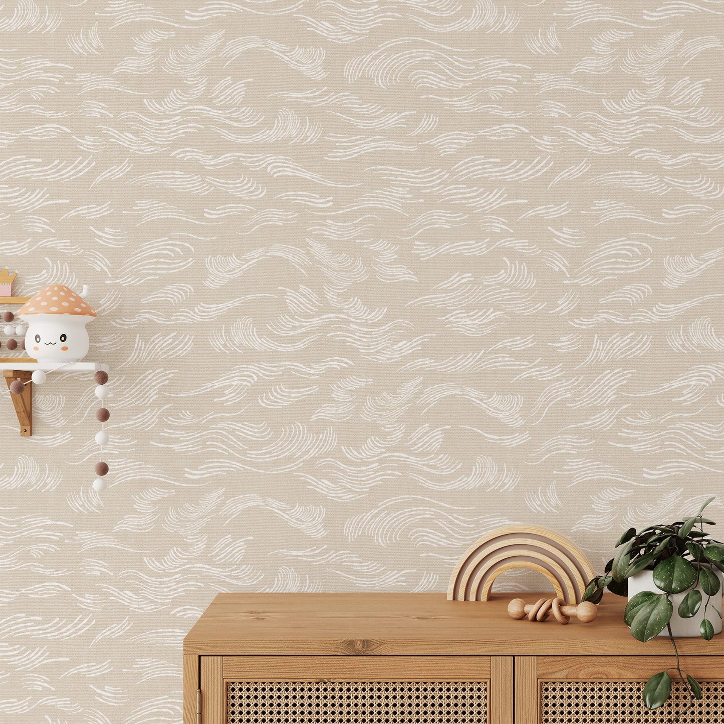 Beach Waves Wallpaper - Tan