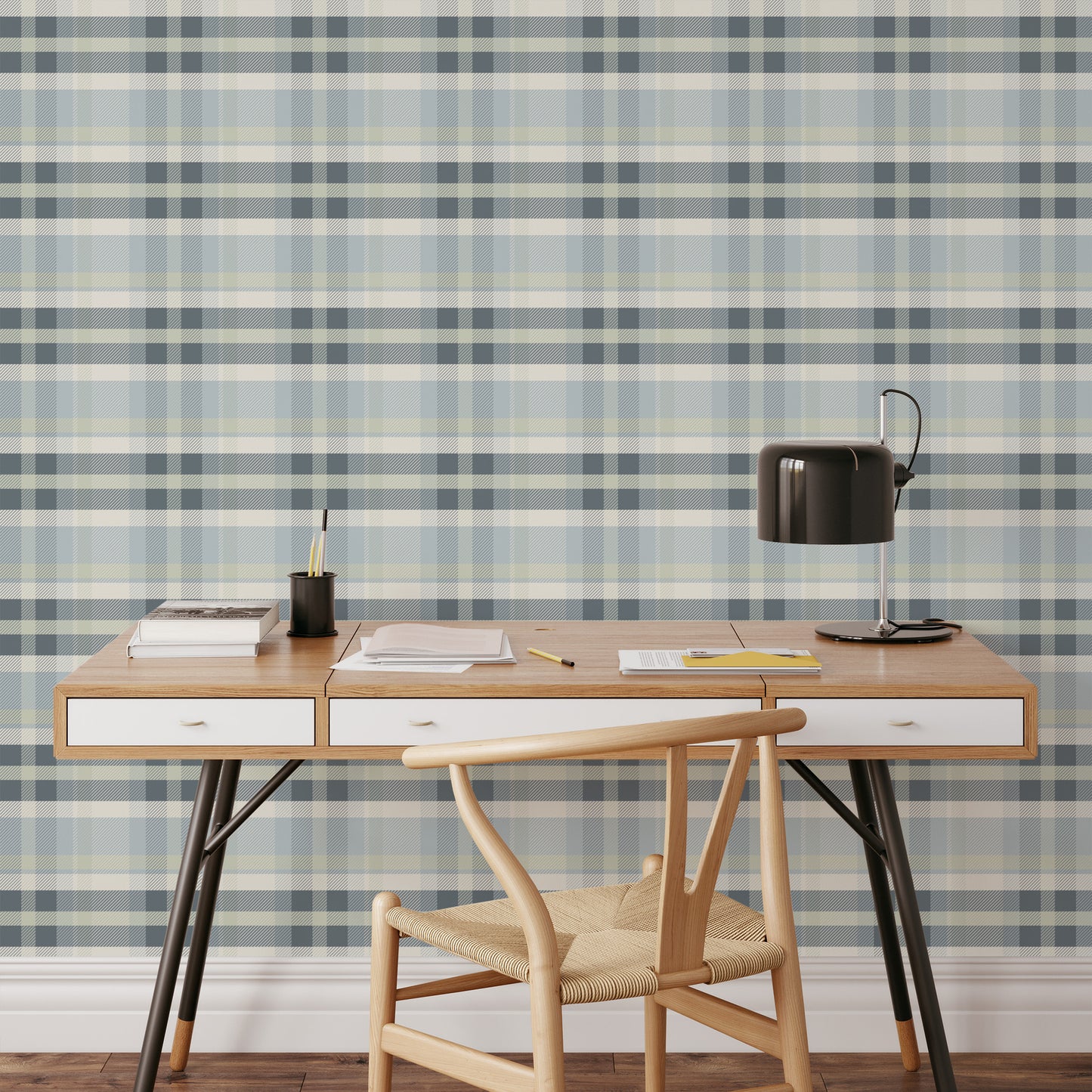 Beau Plaid Wallpaper - Blue Green