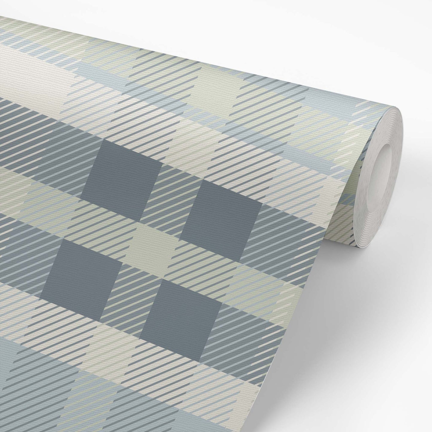 Beau Plaid Wallpaper - Blue Green