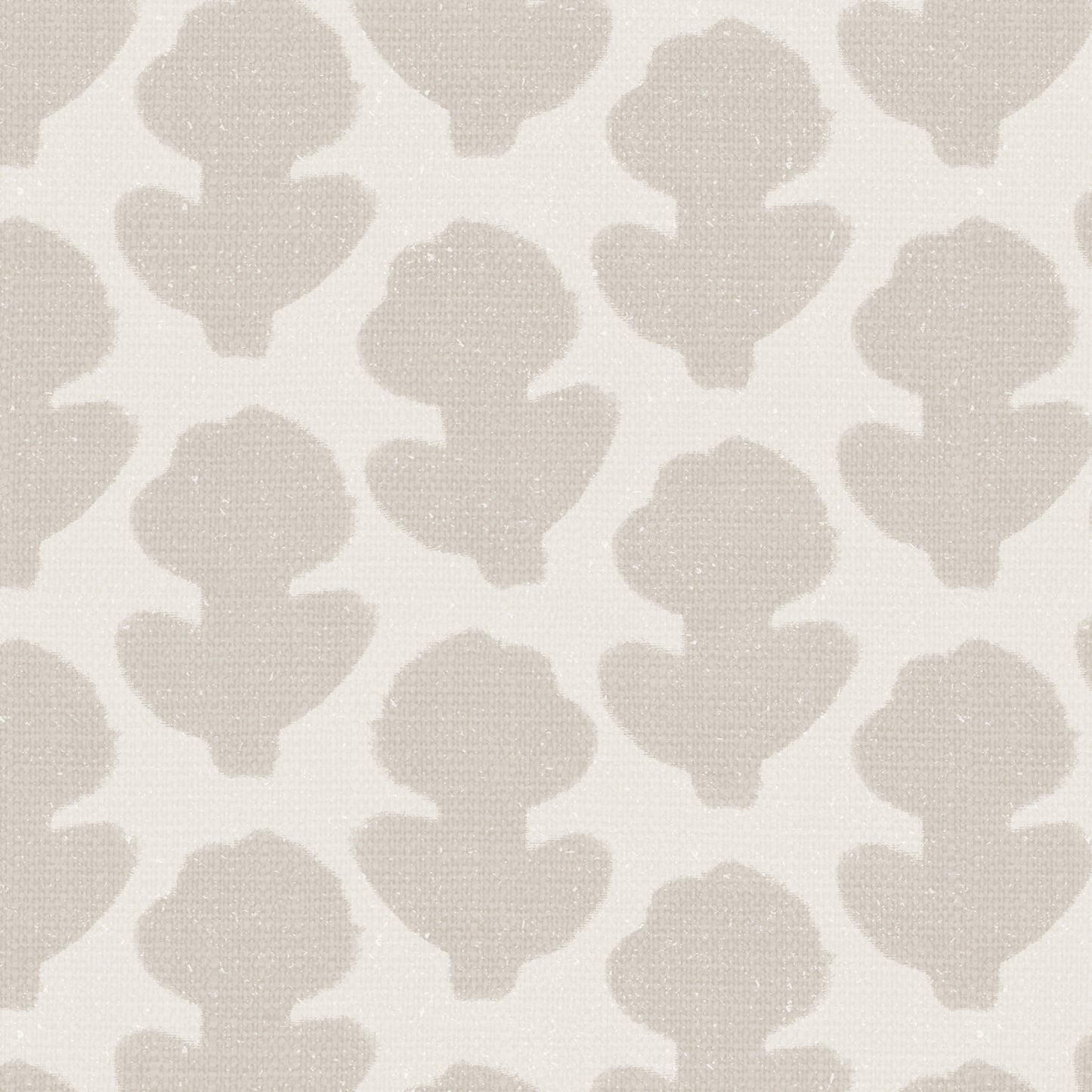 Closeup view of our Block Printed Floral Wallpaper in Cream.
