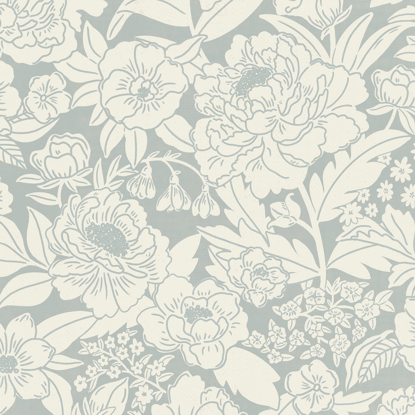 Blooming Wallpaper in Cloudy Blue shown close up