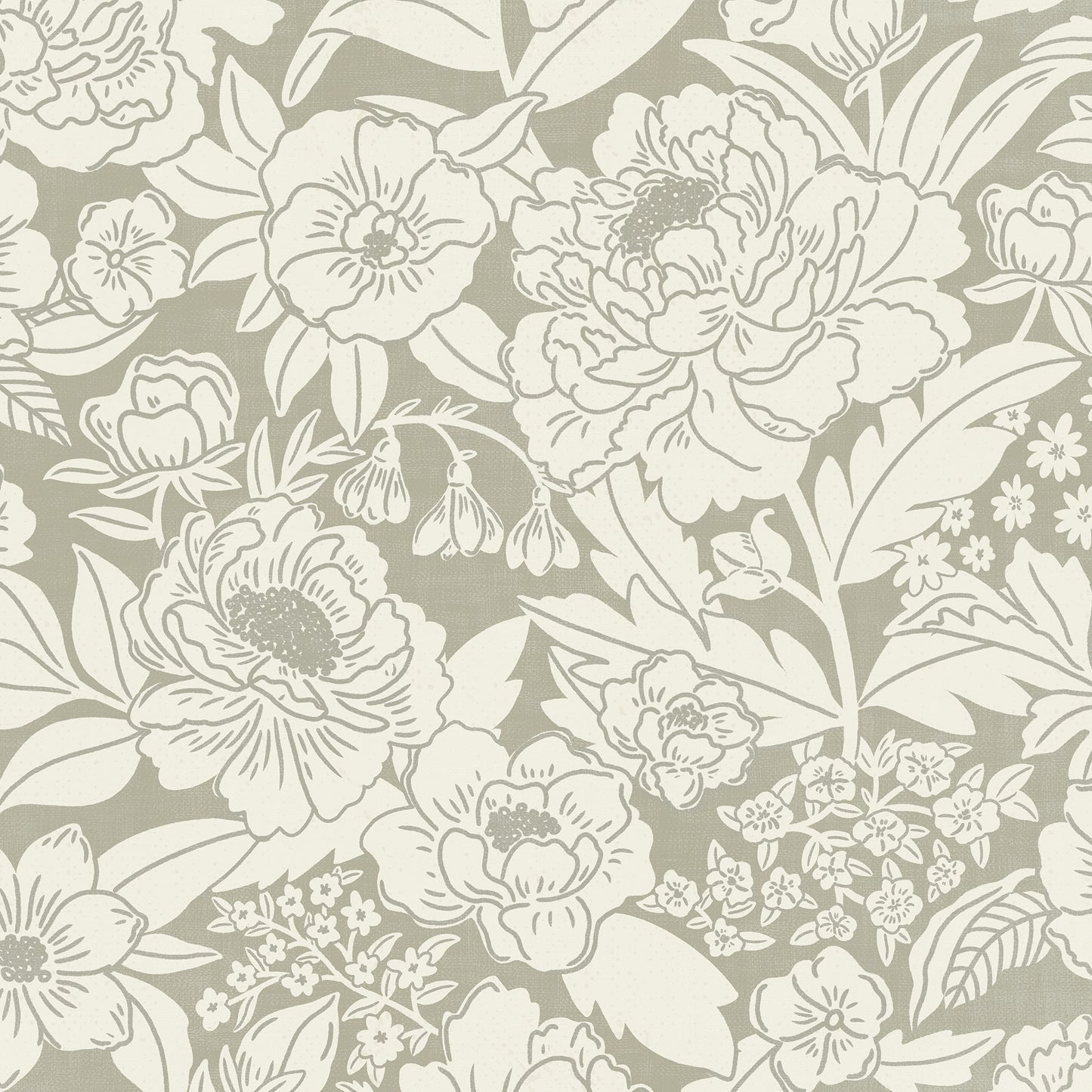 Blooming Wallpaper in Sage shown close up