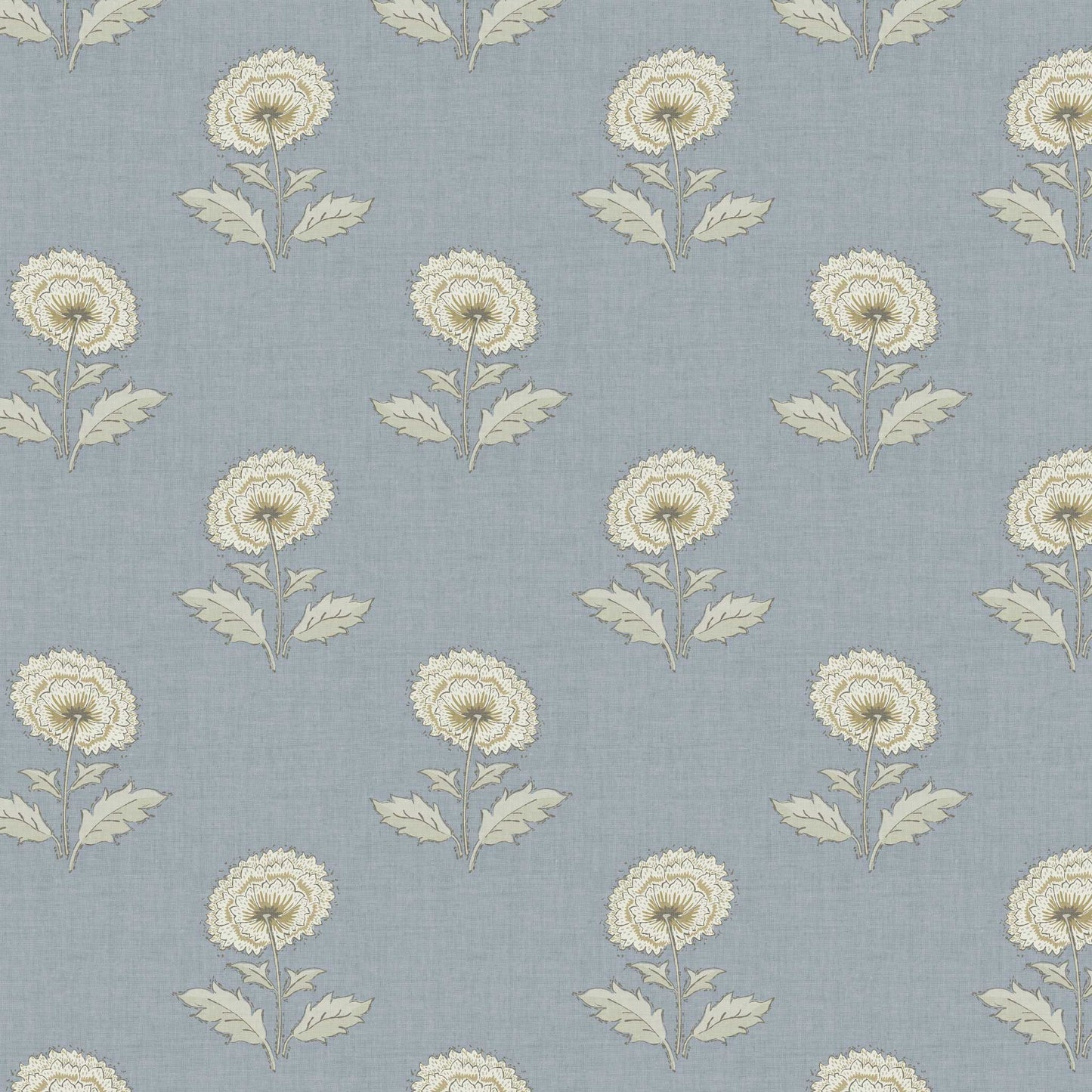 Closeup view of our Boho Peony Wallpaper in Coastline Blue