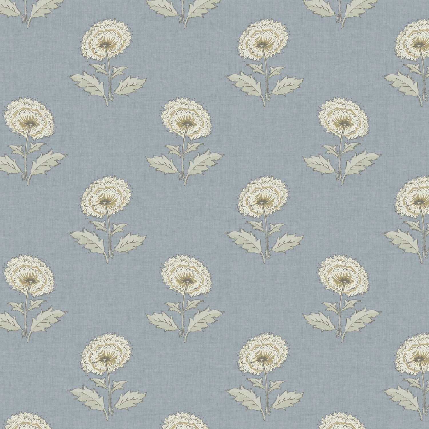Closeup view of our Boho Peony Wallpaper in Coastline Blue