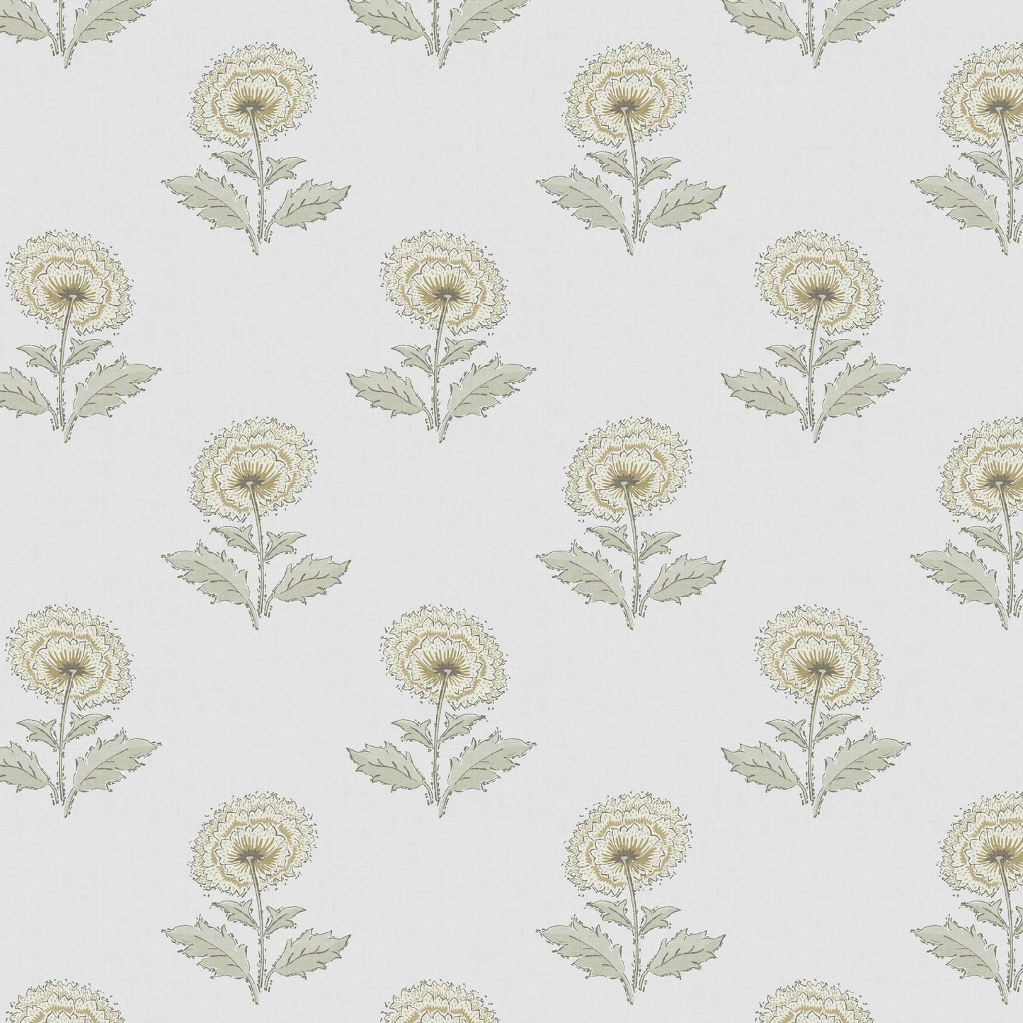 Closeup view of our Boho Peony Wallpaper in Light Gray