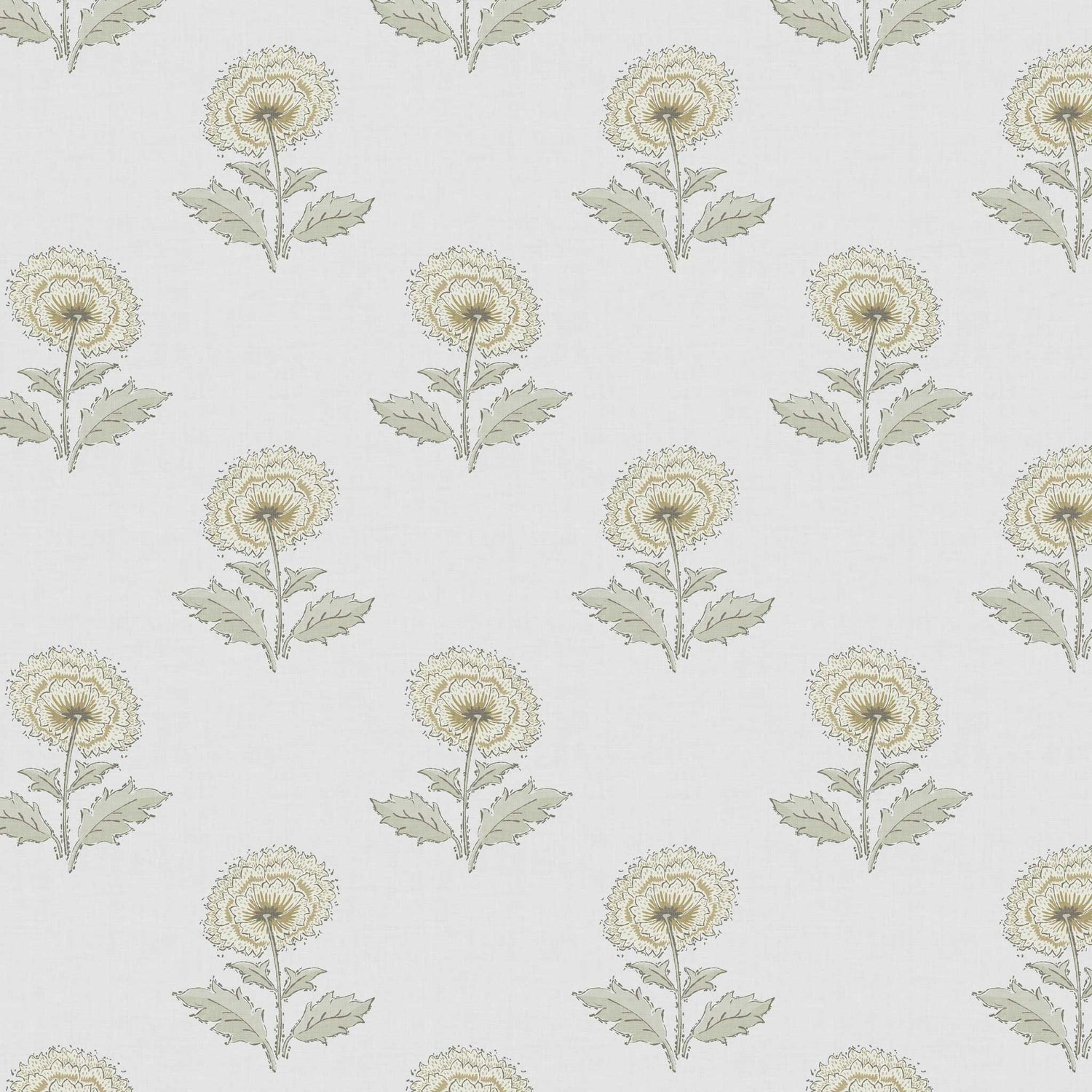 Closeup view of our Boho Peony Wallpaper in Light Gray