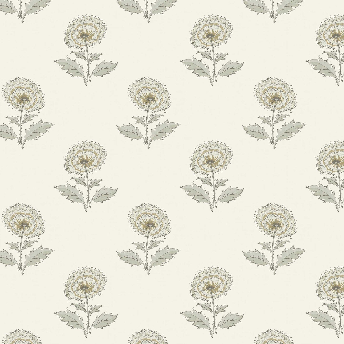 Closeup view of our Boho Peony Wallpaper in Cream