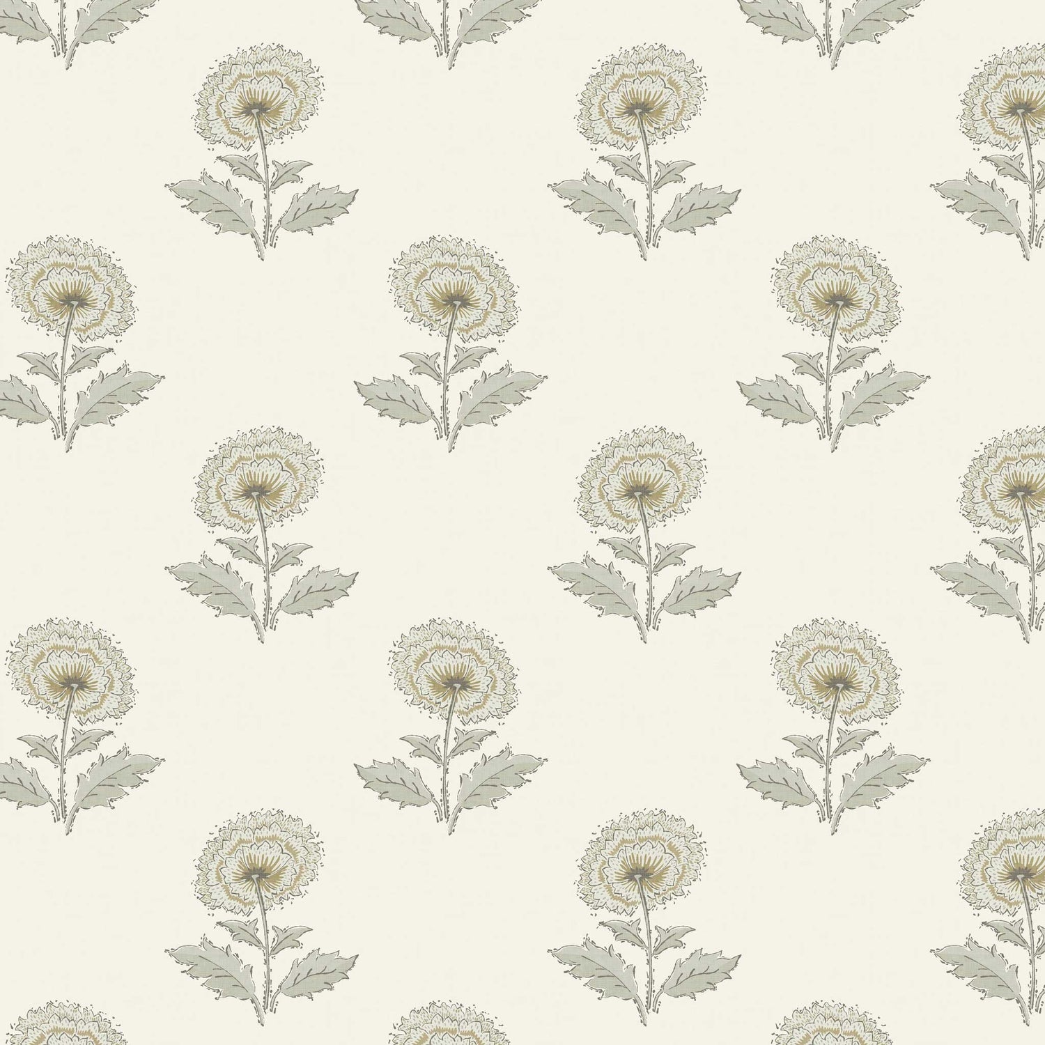 Closeup view of our Boho Peony Wallpaper in Cream