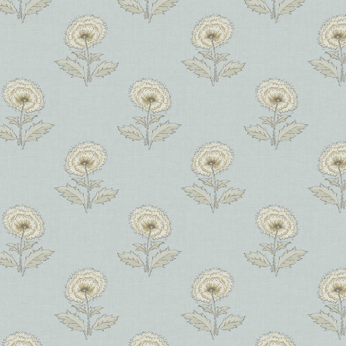 Closeup view of our Boho Peony Wallpaper in Sea Blue