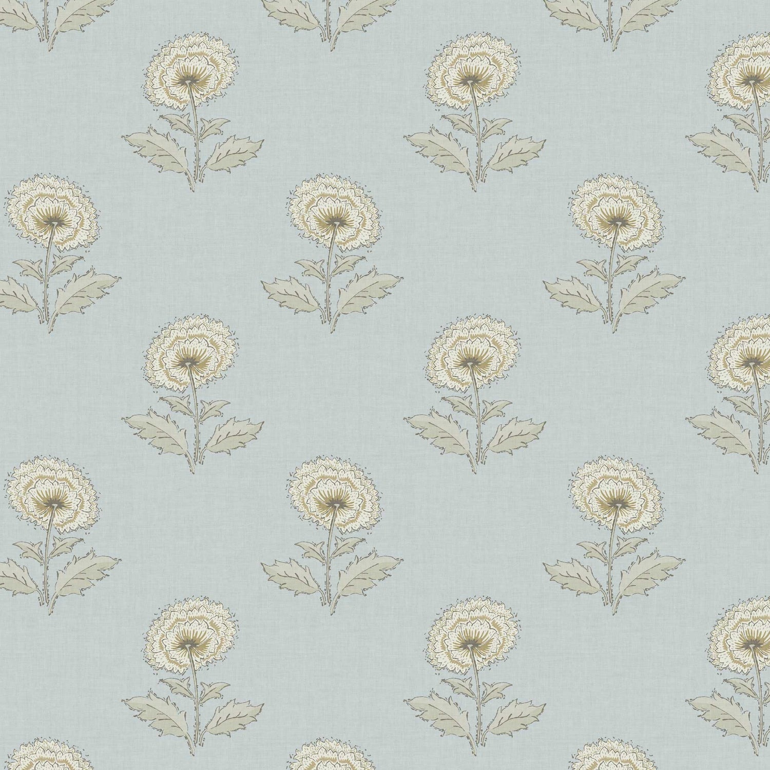 Closeup view of our Boho Peony Wallpaper in Sea Blue