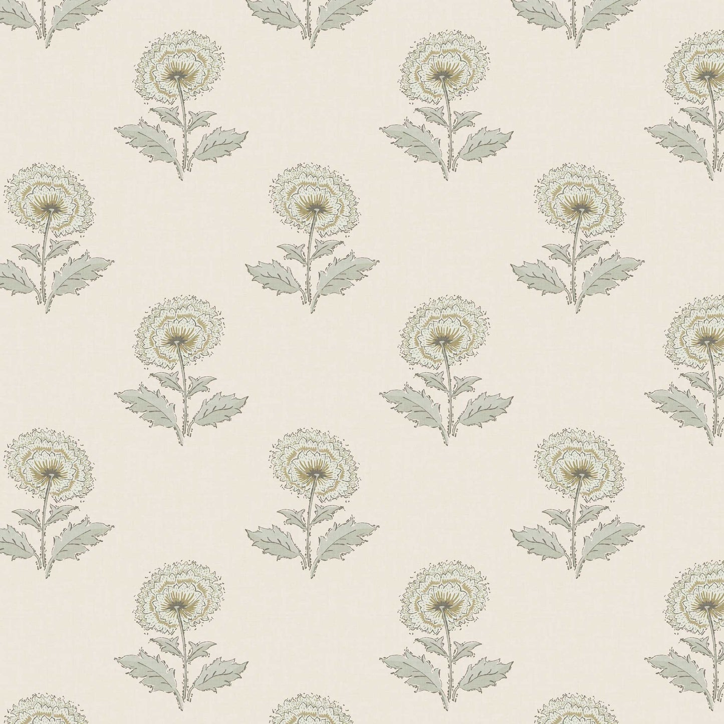 Closeup view of our Boho Peony Wallpaper in Linen