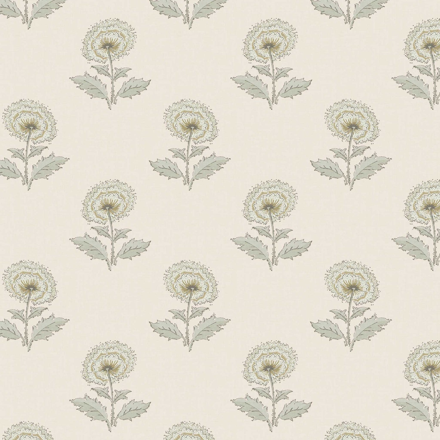 Closeup view of our Boho Peony Wallpaper in Linen