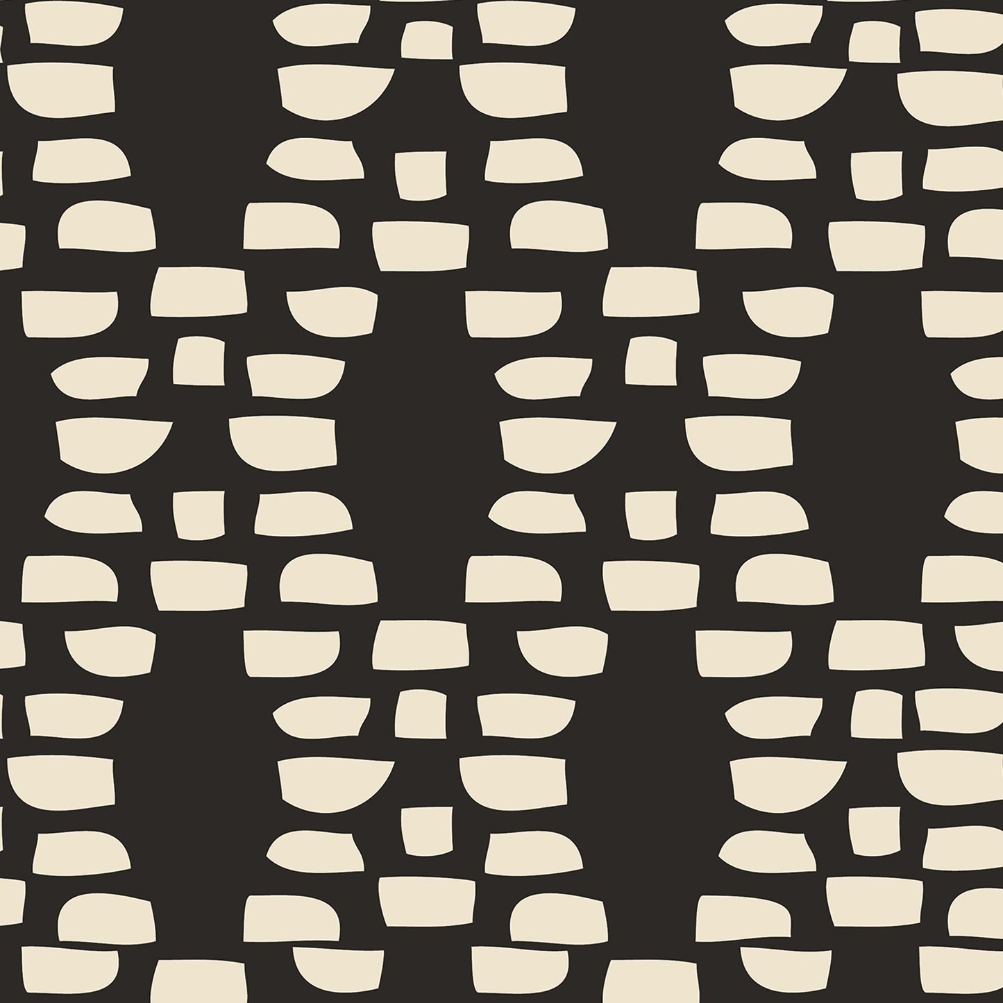 Closeup view of Incan Trellis Wallpaper in Black by artist Brenda Bird