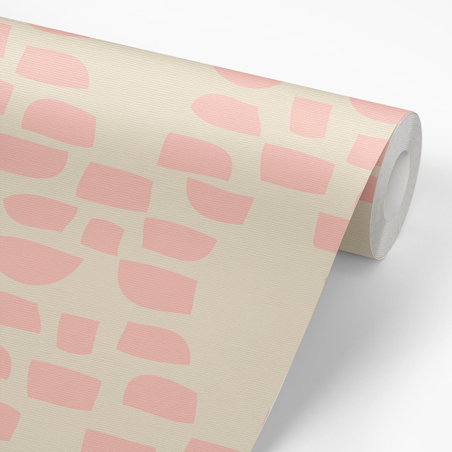 Sample roll of Incan Trellis Wallpaper in Pink by artist Brenda Bird