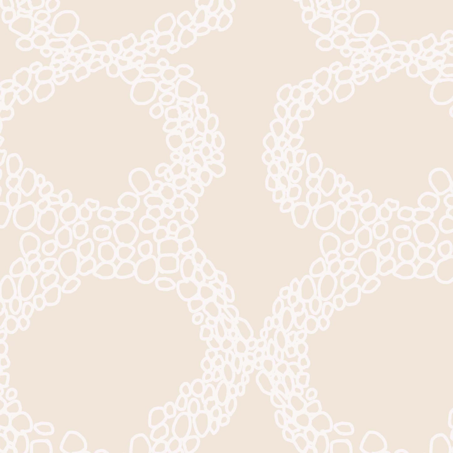 Close up view of Circles Wallpaper in Cream by artist Brenda Bird