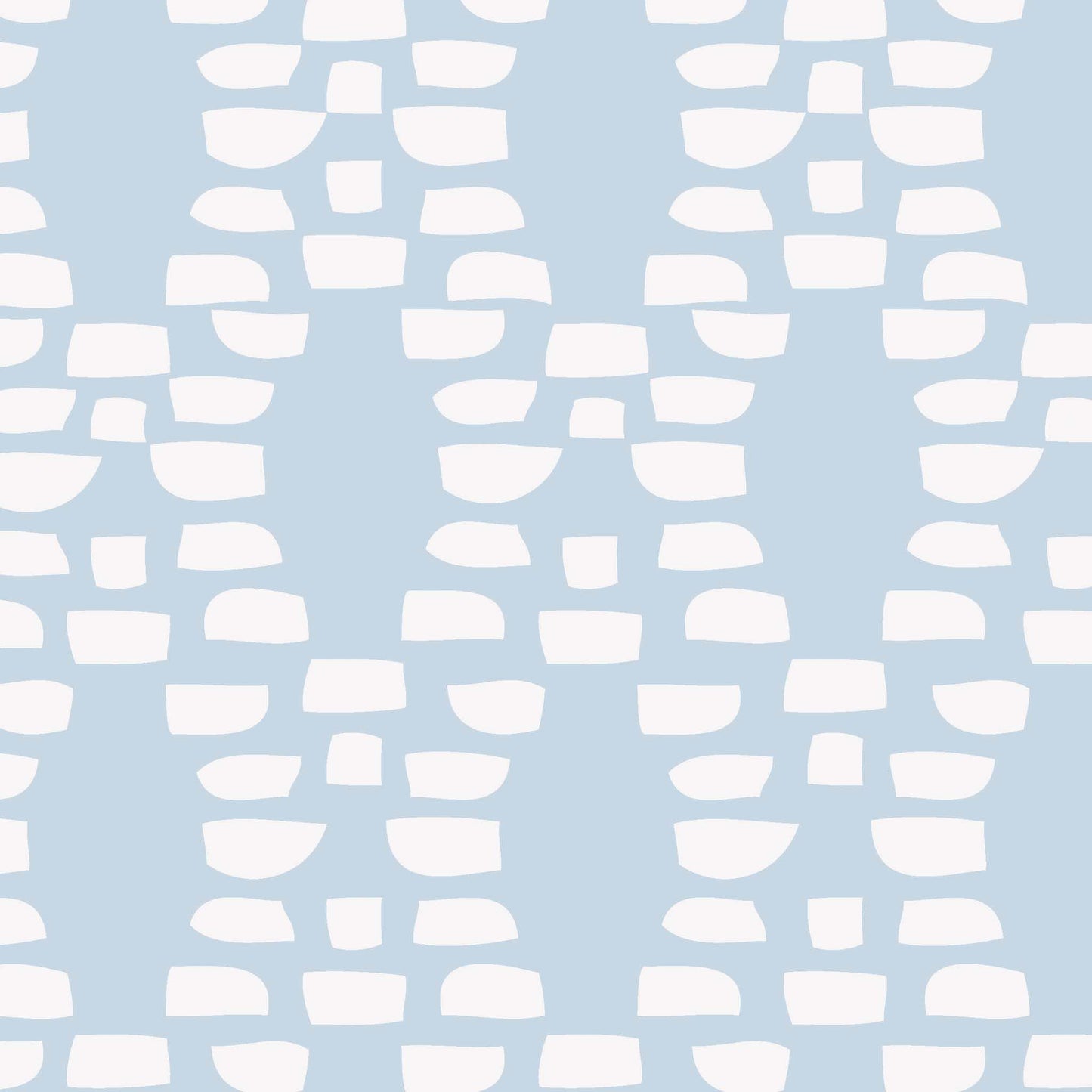 Closeup view of Incan Trellis Wallpaper in Dusty Blue by artist Brenda Bird