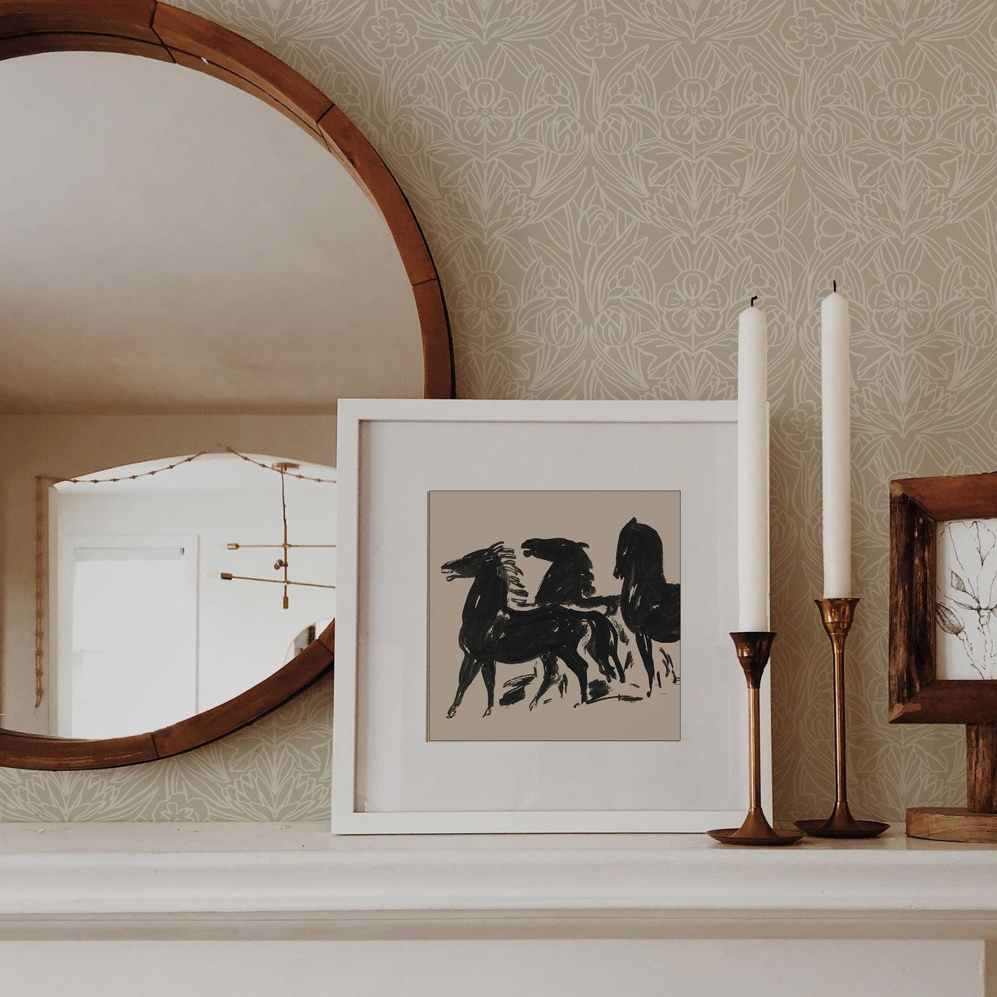 Featuring a subtle combination of florals, this cream wallpaper adds a touch of elegance shown in this full size image.