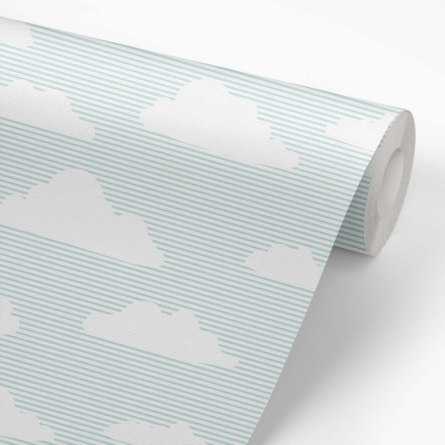 Clouds and Stripes Wallpaper - Blue