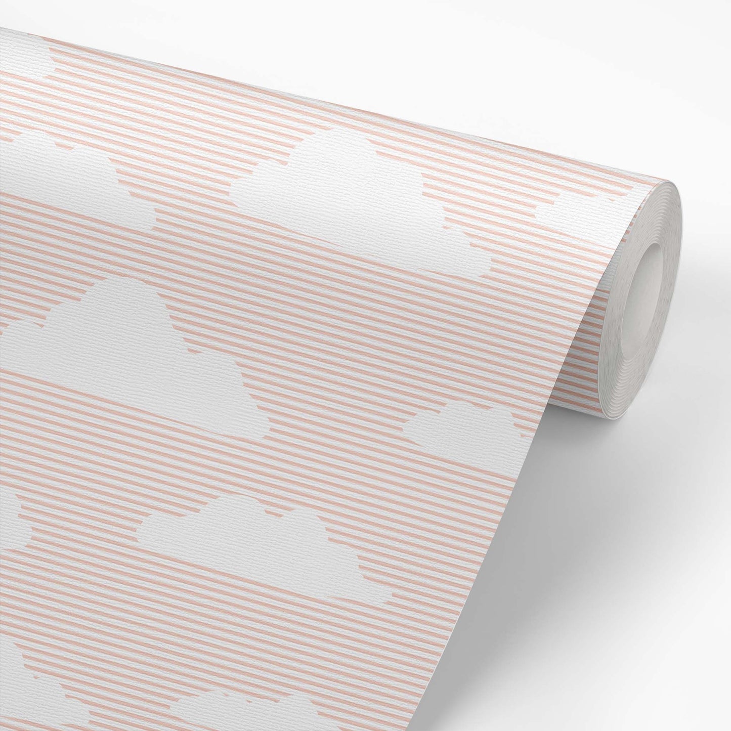 Clouds and Stripes Wallpaper - Pink