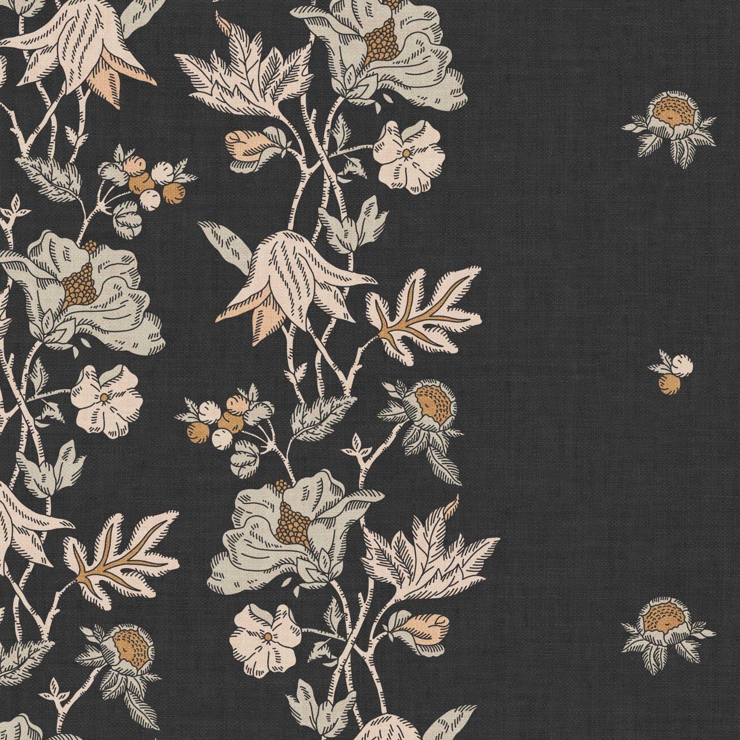 Closeup view of our Coral Vines Wallpaper in Ash