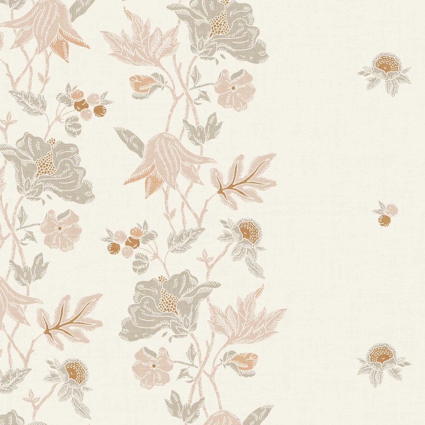 Closeup view of our Coral Vines Wallpaper in Cream