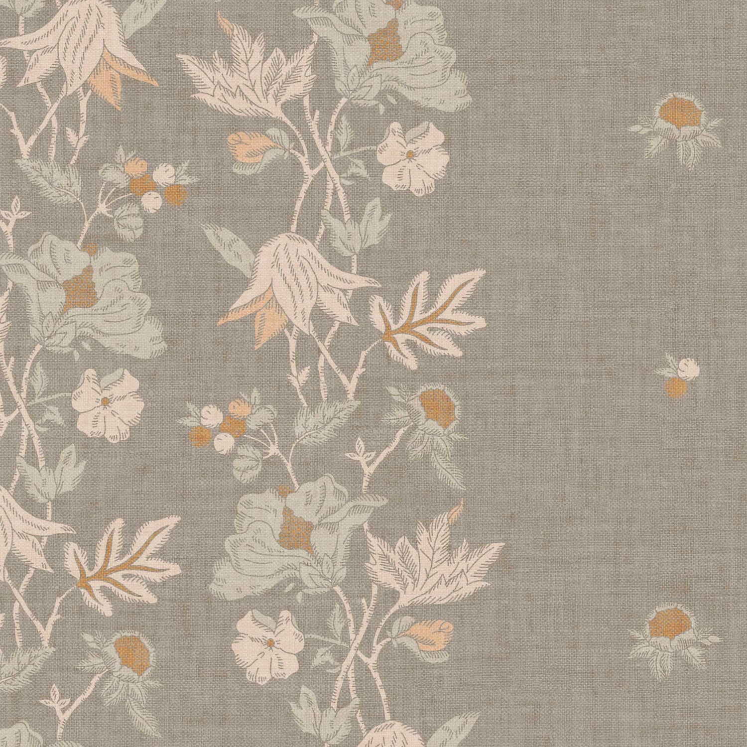 Closeup view of our Coral Vines Wallpaper in Khaki