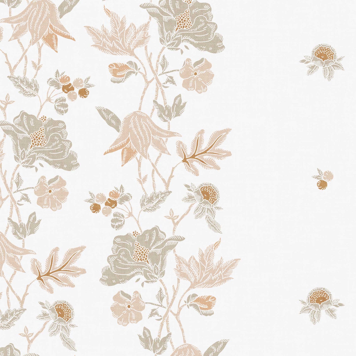 Closeup view of our Coral Vines Wallpaper in Neutral