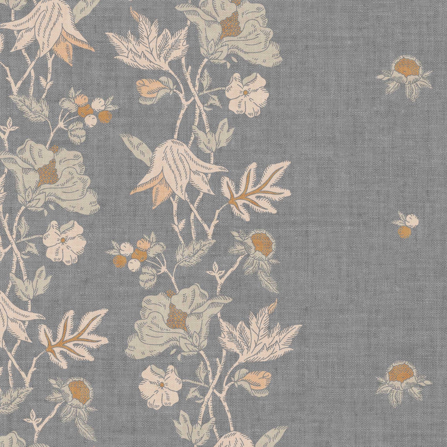 Closeup view of our Coral Vines Wallpaper in Gray