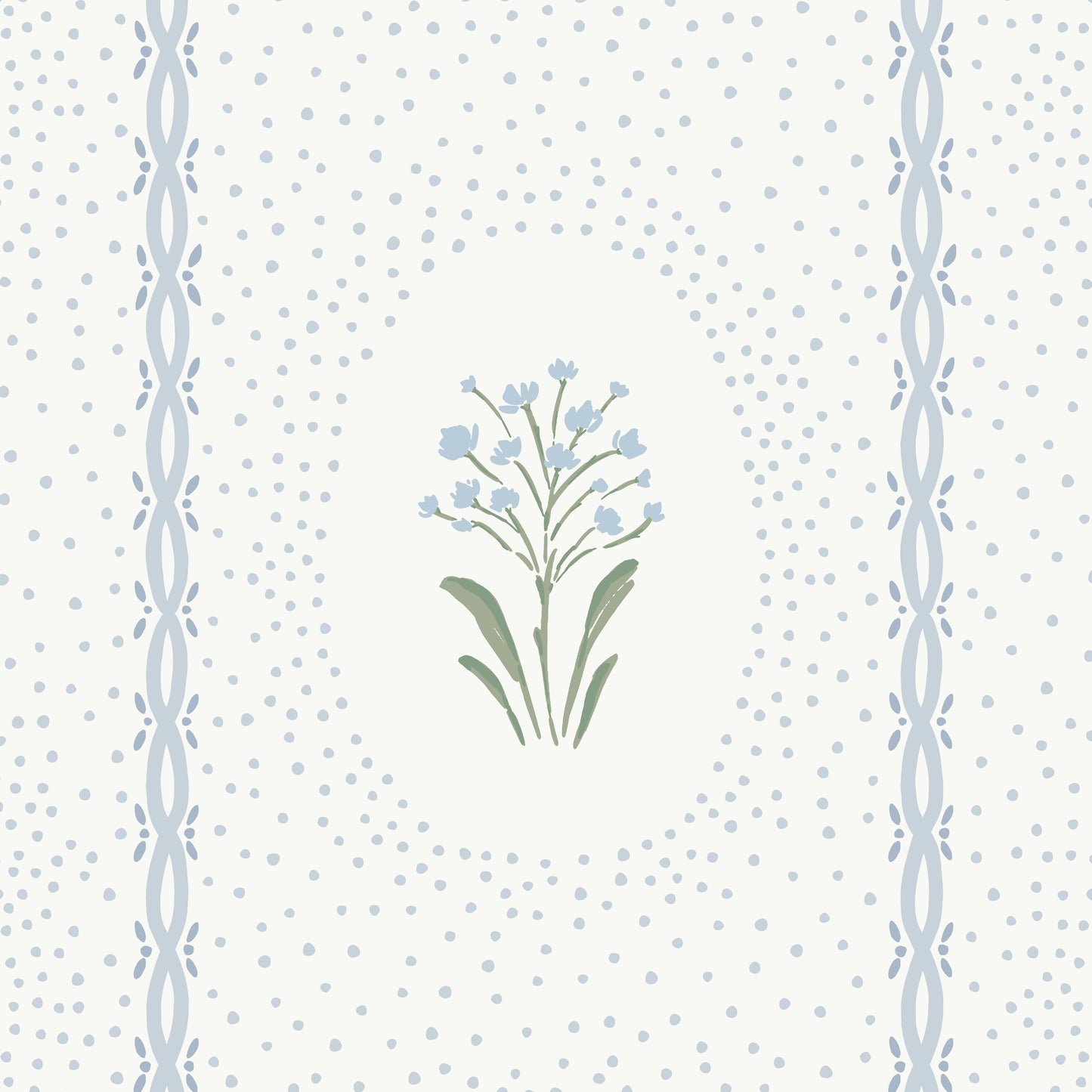 Cottage Dainty Floral wallpaper in blue in a closeup view