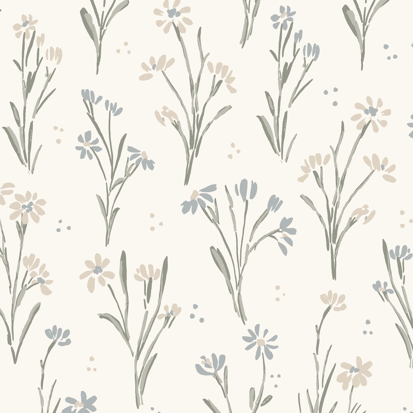 Cottage Garden Wallpaper in Neutral shown in an upclose view