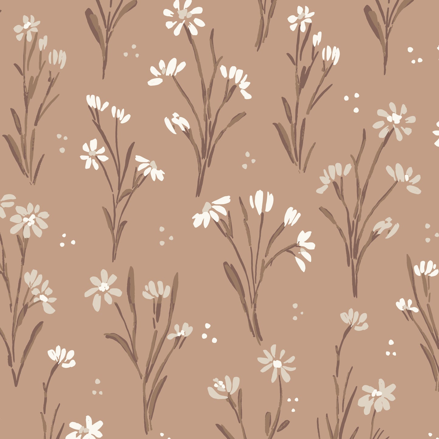 Cottage Garden Wallpaper in Peach in a closeup view