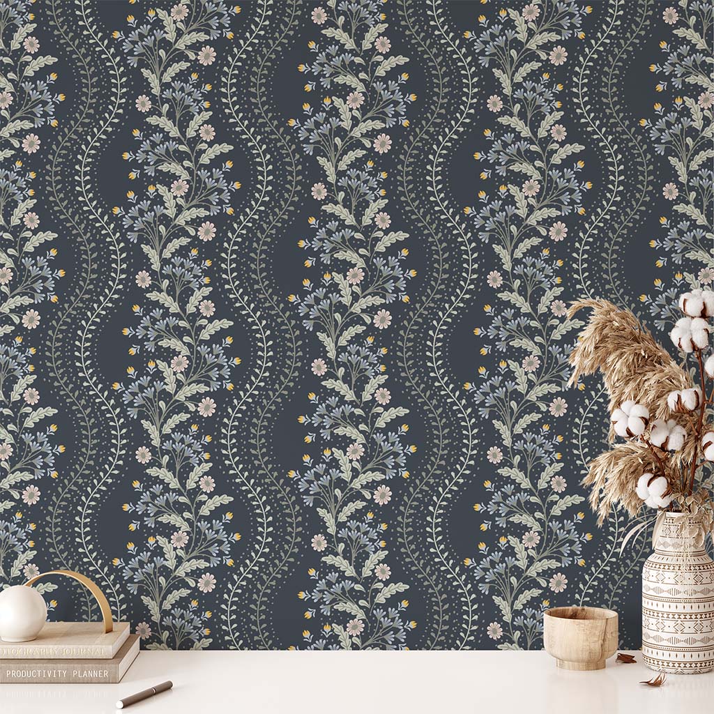 navy and white striped wallpaper