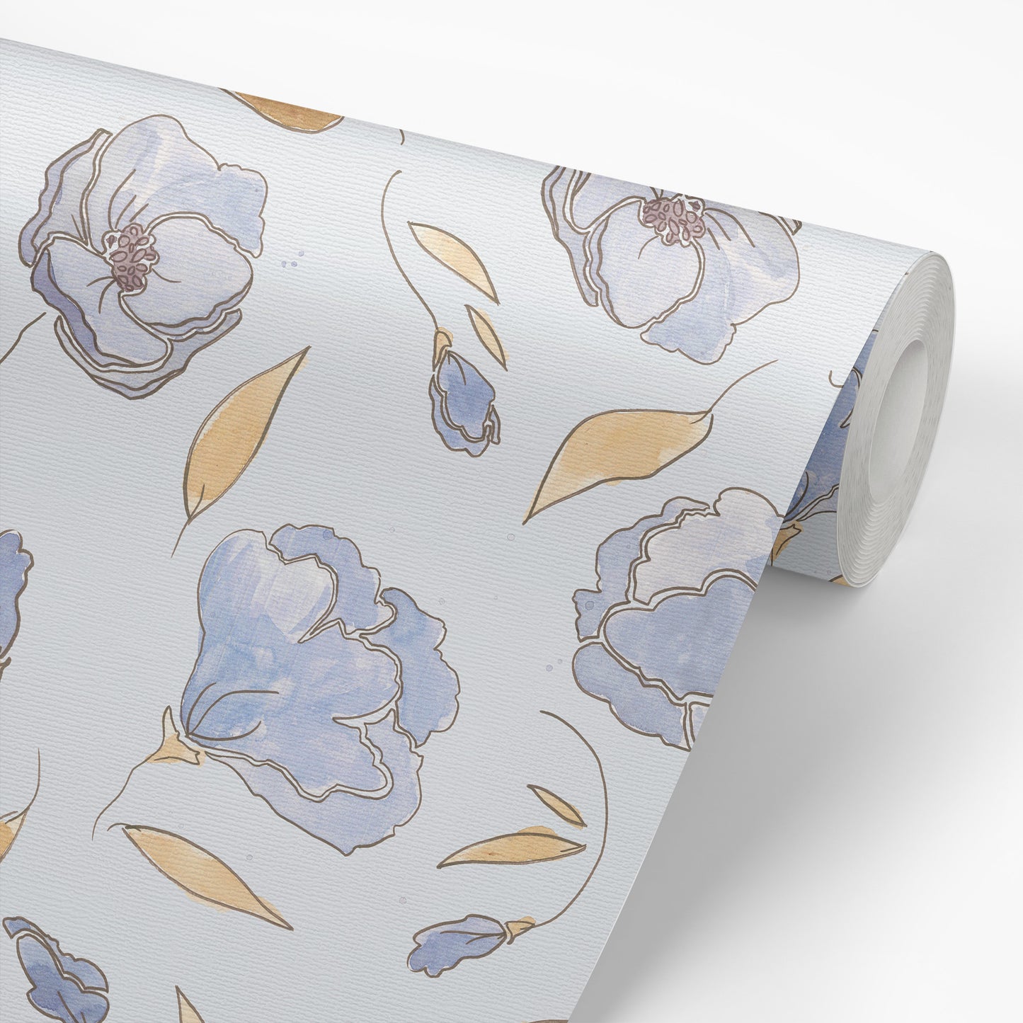 Dancing Peonies Wallpaper - Blue