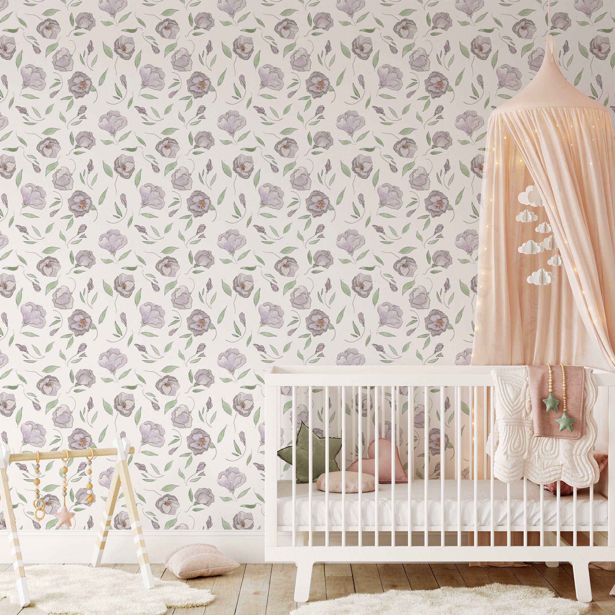 Dancing Peonies Wallpaper - Purple – Ayara Home