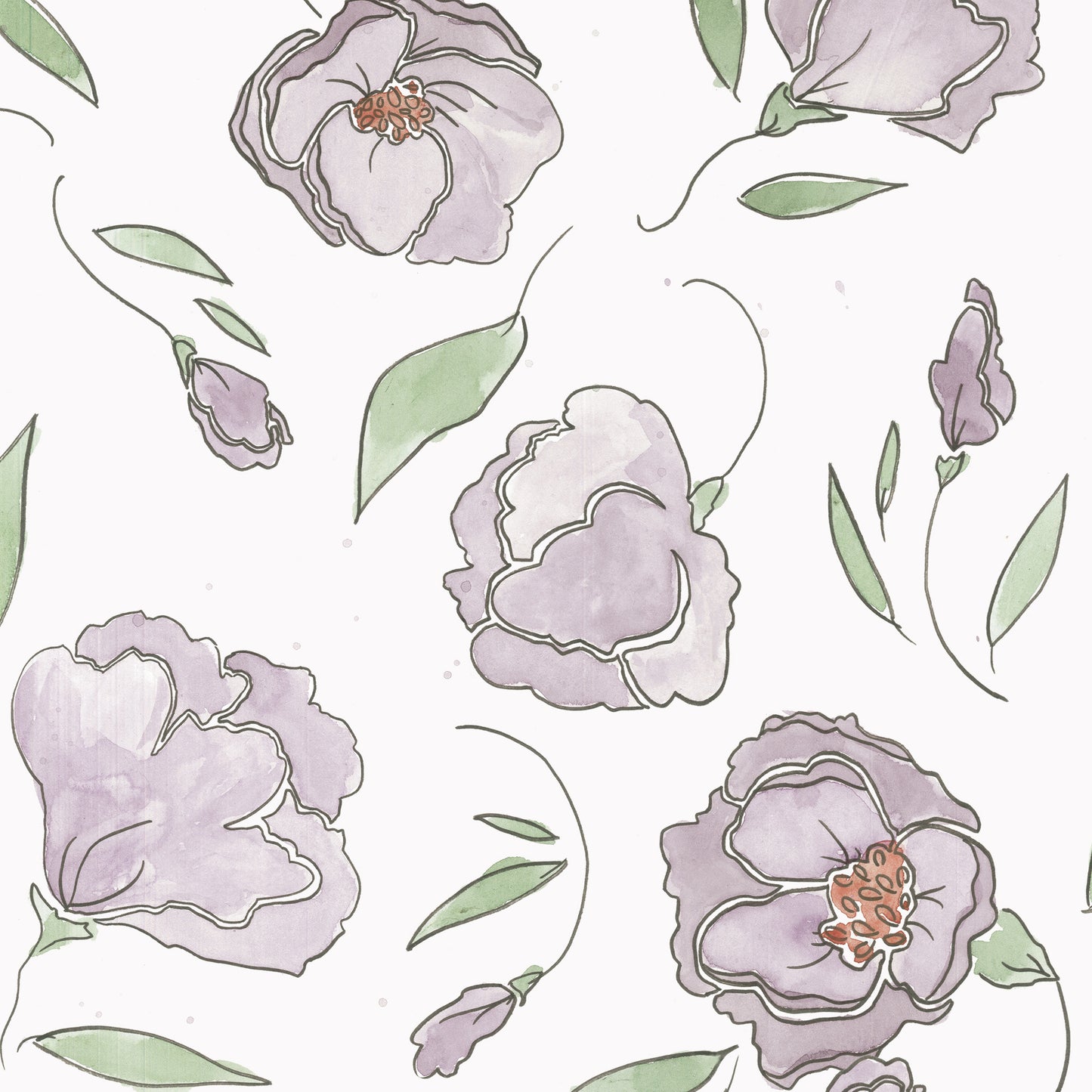Dancing Peonies Wallpaper - Purple