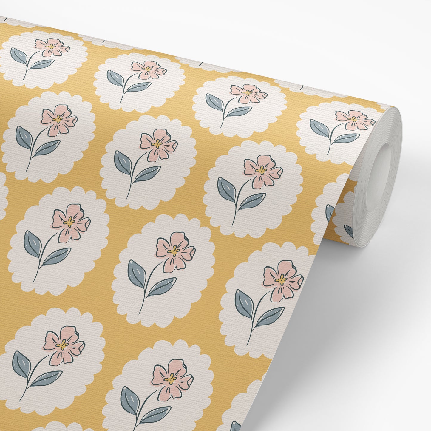 Wallpaper Roll featuring Dancing Petals Peel and Stick, Removable Wallpaper in Ochre
