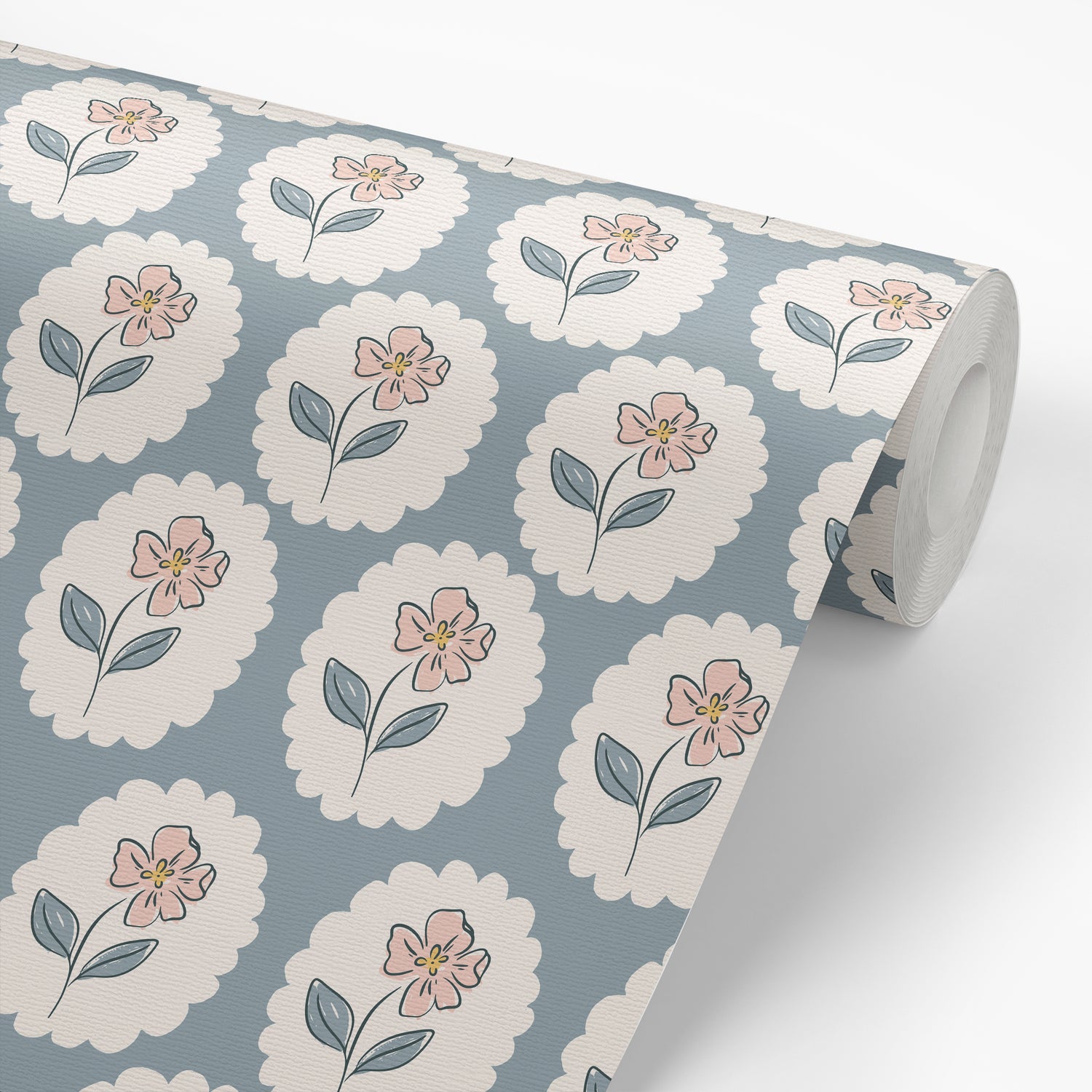 Wallpaper Roll featuring Dancing Petals Peel and Stick, Removable Wallpaper in Sky Blue