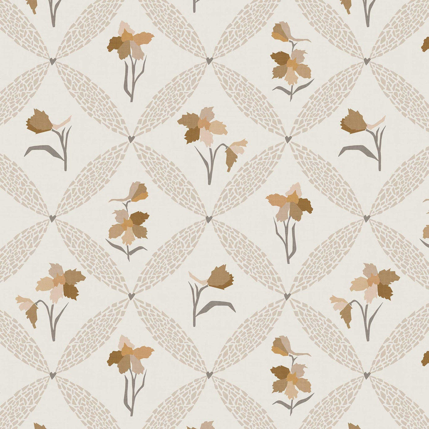 Closeup view of our  Delphinium Wallpaper in Neutral